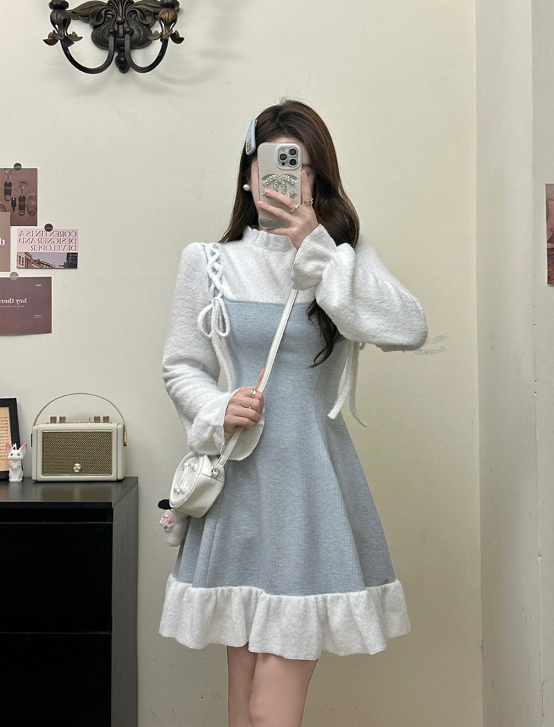 Long sleeve wood ear temperament dress for women