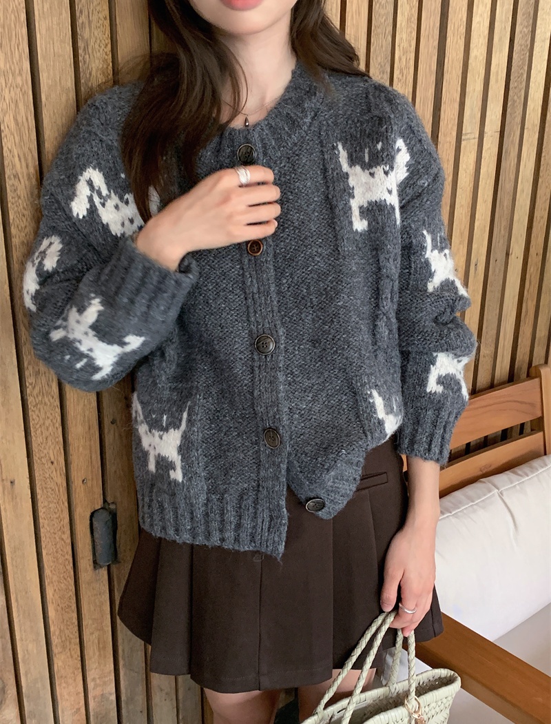 Retro cartoon cardigan long sleeve Korean style sweater