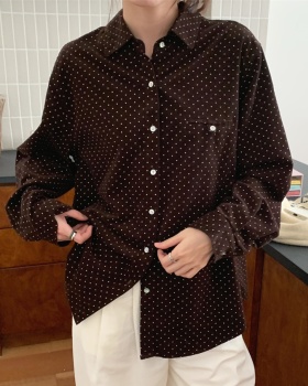 Korean style long sleeve retro printing shirt