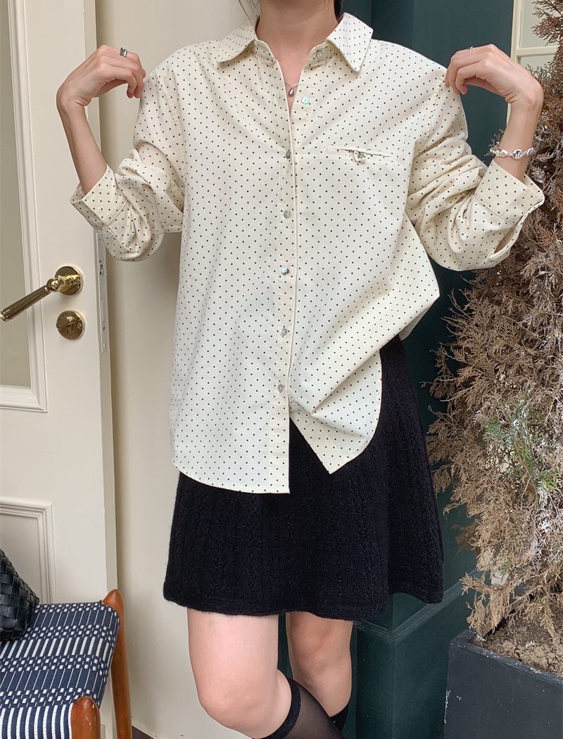 Korean style long sleeve retro printing shirt