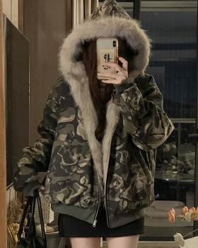 Winter fur collar coat American style thick cotton coat