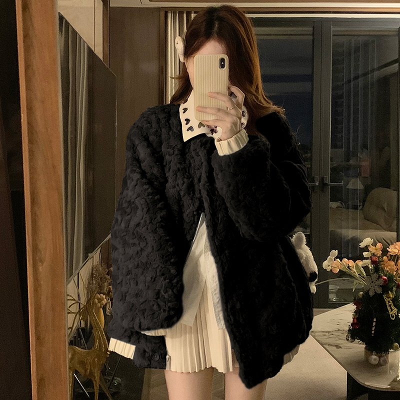 Plush lamb fur cotton coat sweet thick coat for women