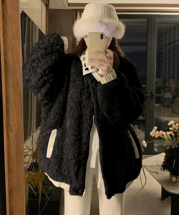 Plush lamb fur cotton coat sweet thick coat for women