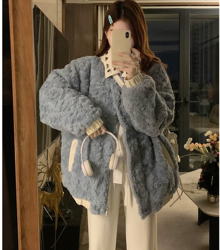 Plush lamb fur cotton coat sweet thick coat for women