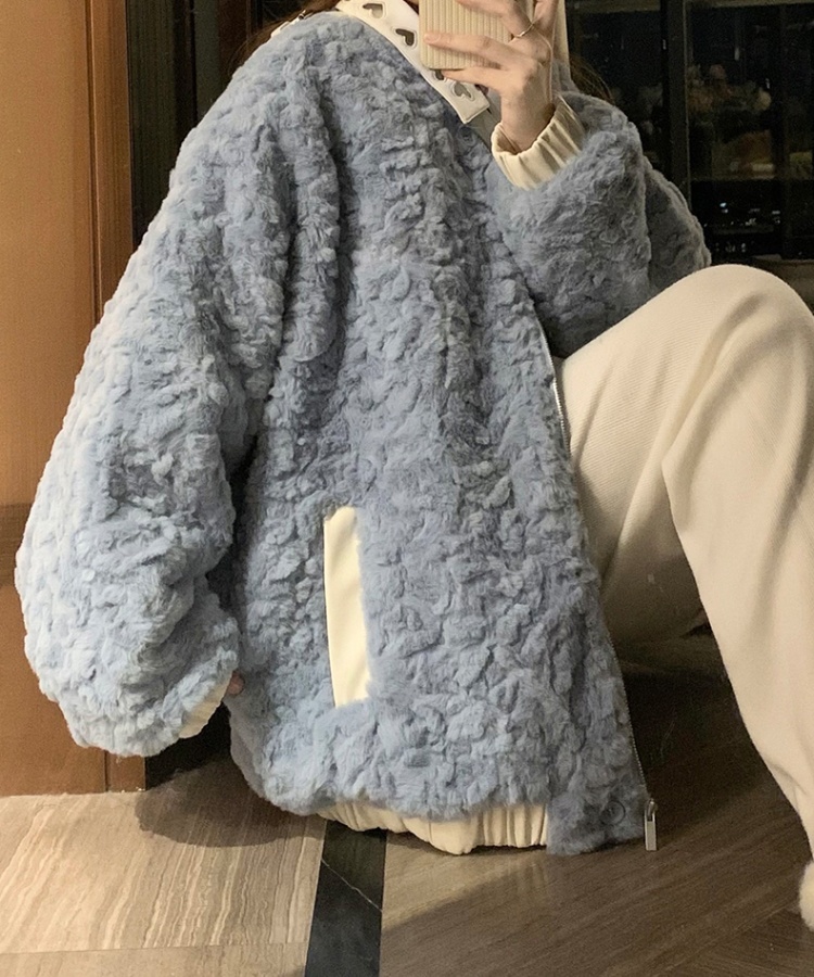 Plush lamb fur cotton coat sweet thick coat for women