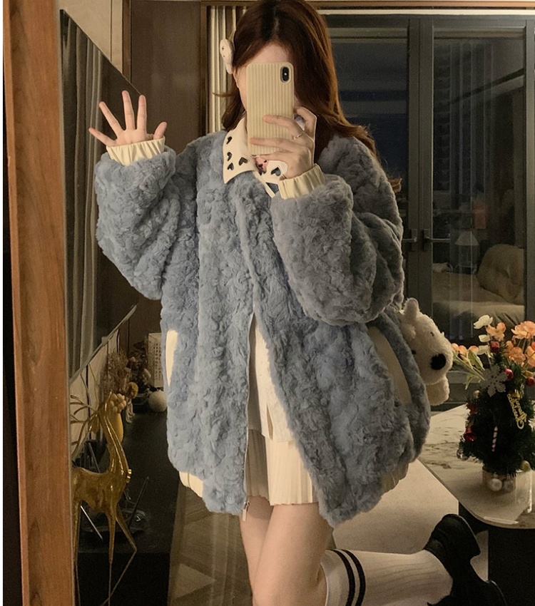 Plush lamb fur cotton coat sweet thick coat for women