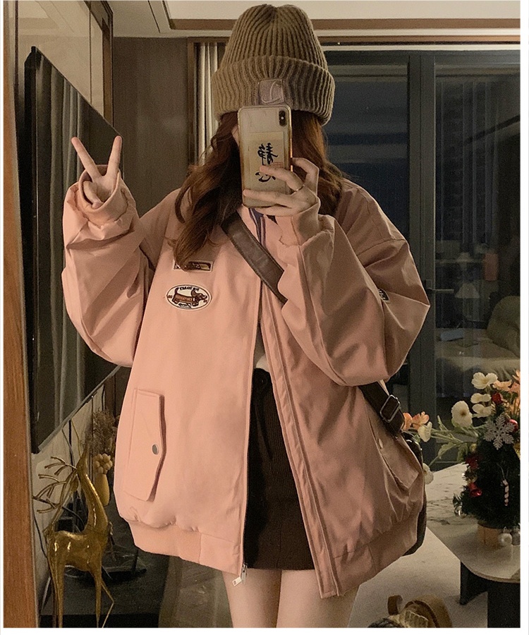 Lapel loose college style retro cotton coat