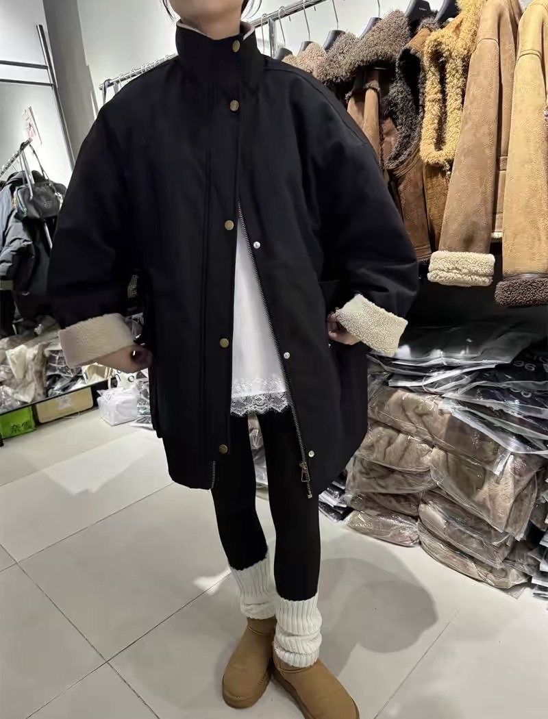 Korean style thick windbreaker elmo cotton coat for women