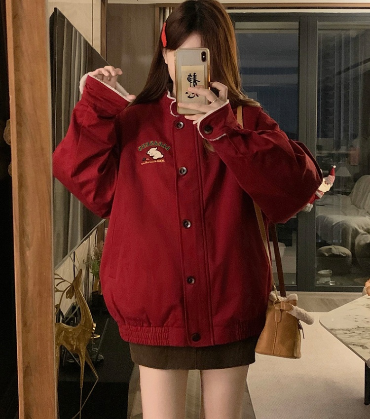 Elmo embroidery coat clip cotton tops for women