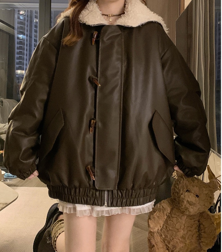 Hooded black down coat winter short coat