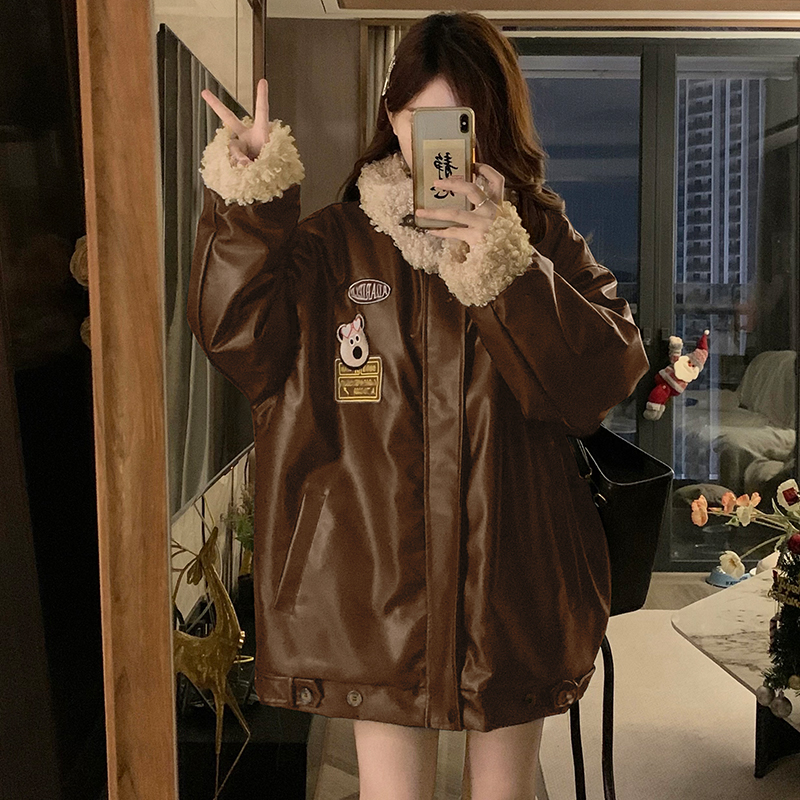 Loose retro thermal jacket winter clip cotton coat