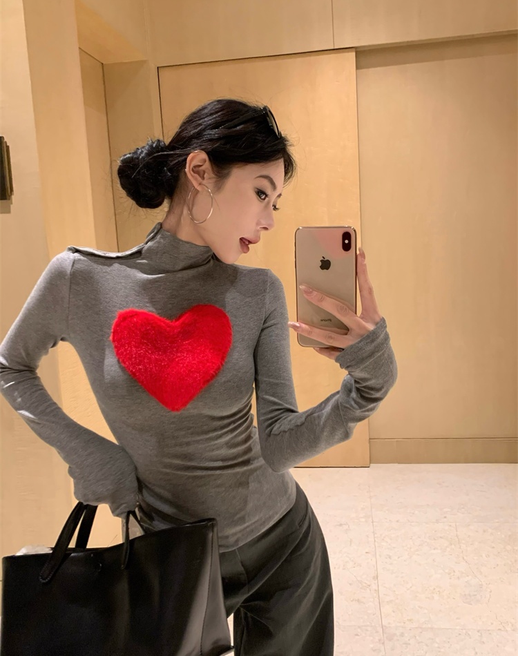 Heart retro American style sloping shoulder tops for women