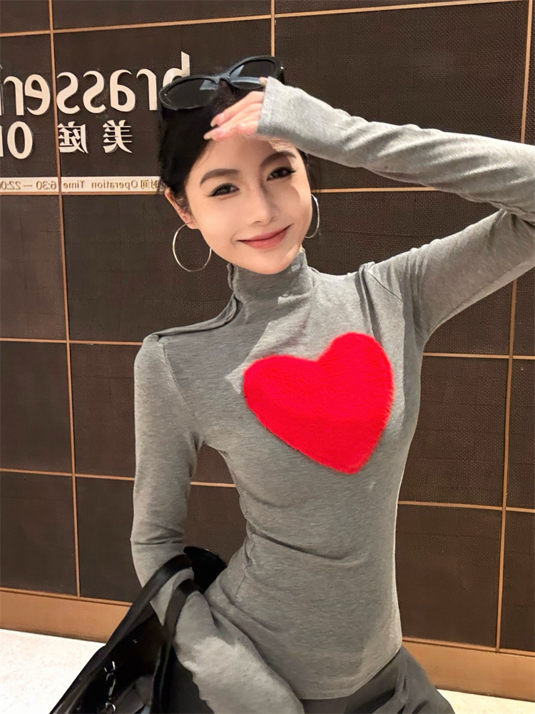 Heart retro American style sloping shoulder tops for women