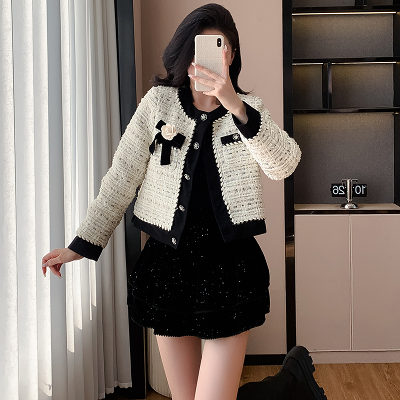 Chanelstyle down tops temperament woolen coat