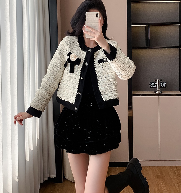 Chanelstyle down tops temperament woolen coat