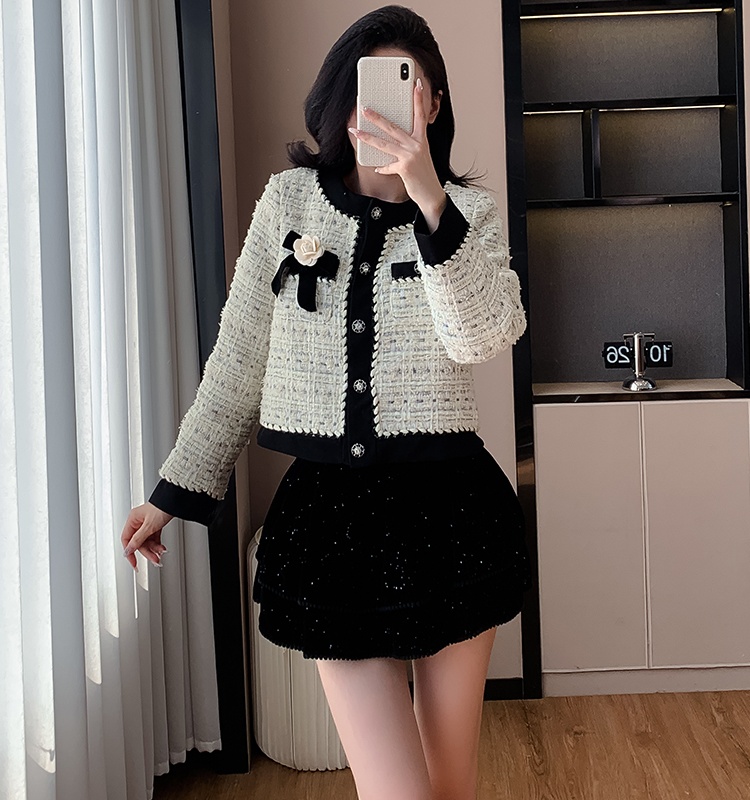 Chanelstyle down tops temperament woolen coat