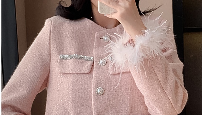 Plus cotton short skirt beading coat 2pcs set