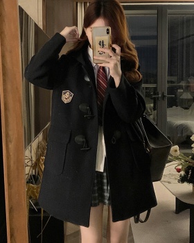 Clip cotton horn buckle overcoat thick coat for women