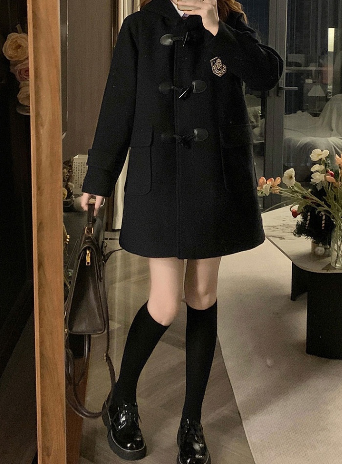 Clip cotton horn buckle overcoat thick coat for women