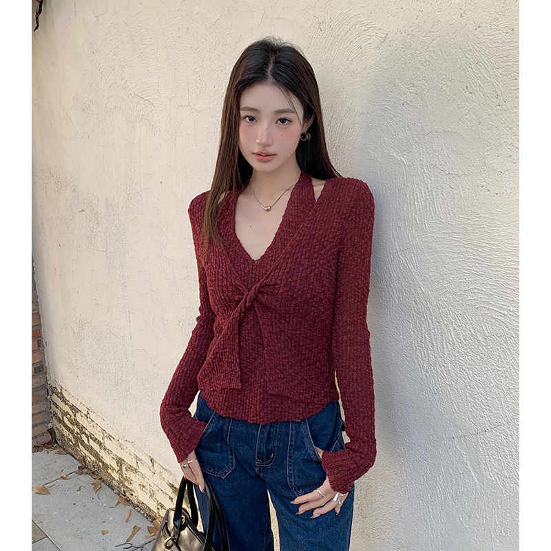 Lazy Pseudo-two all-match simple fashion temperament sweater