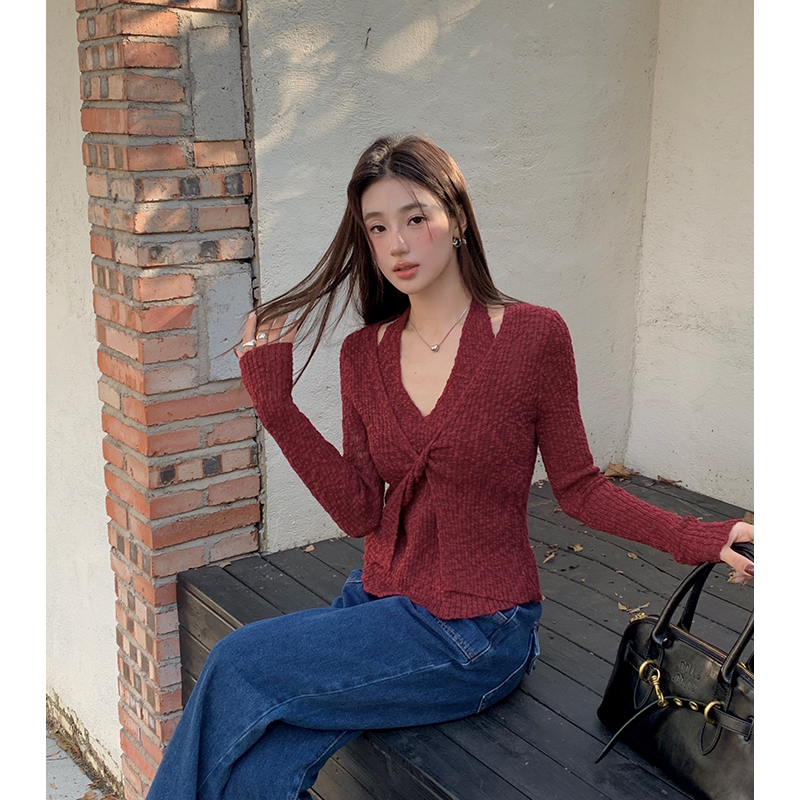 Lazy Pseudo-two all-match simple fashion temperament sweater