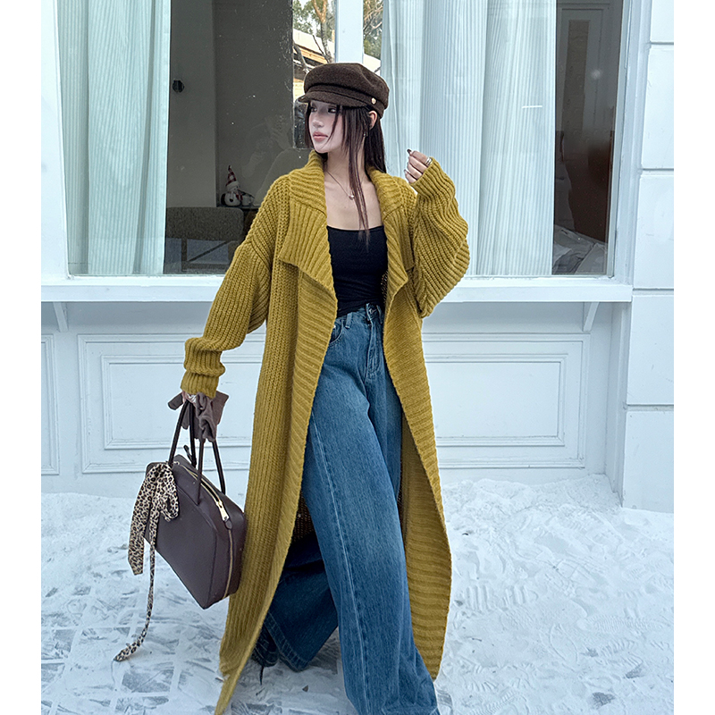 Large lapel lazy overcoat autumn and winter coat