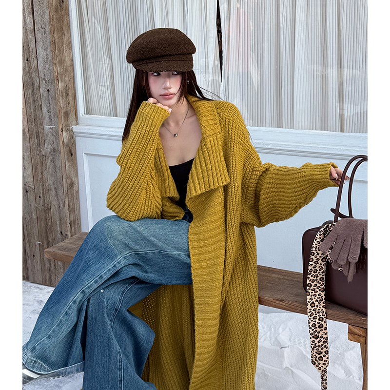 Large lapel lazy overcoat autumn and winter coat