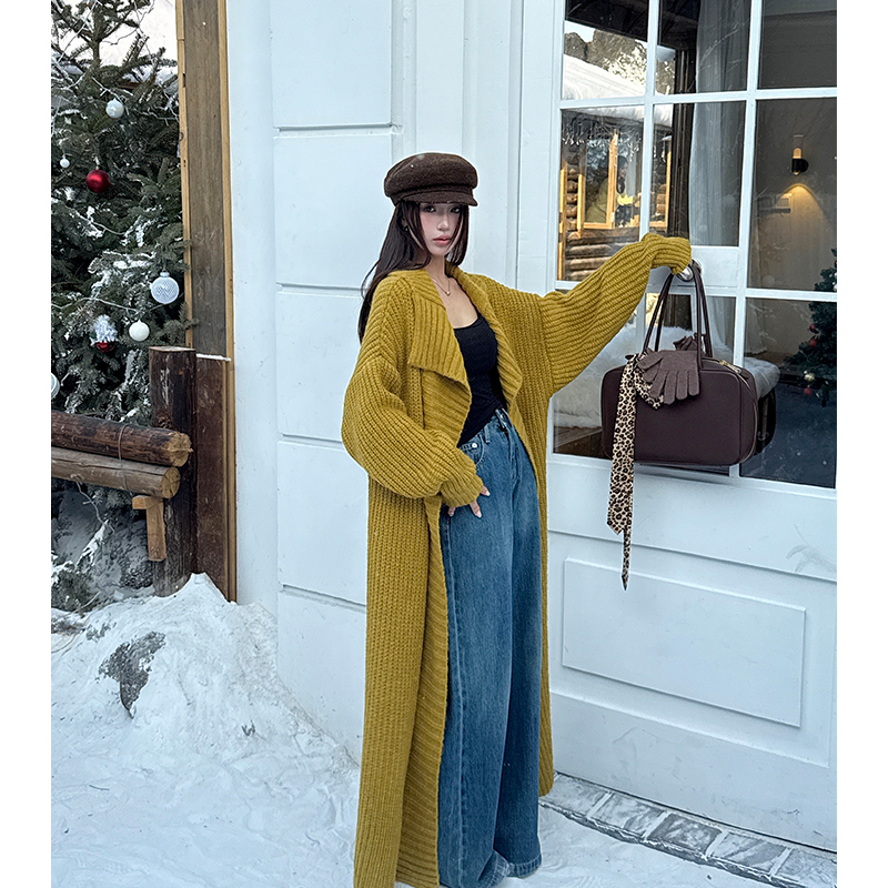 Large lapel lazy overcoat autumn and winter coat