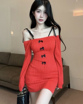 Package hip fashion strapless red slim dress for women