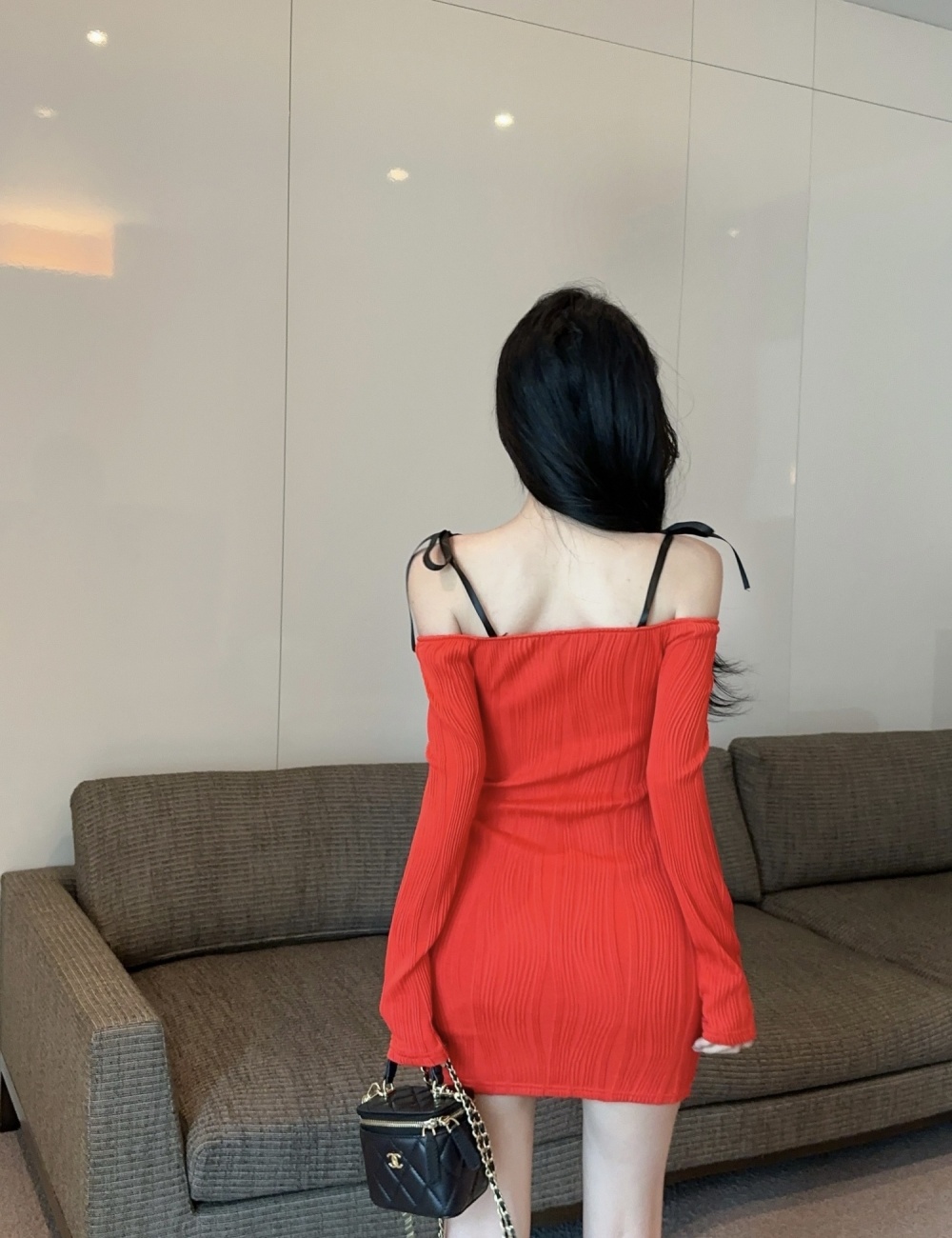 Package hip fashion strapless red slim dress for women