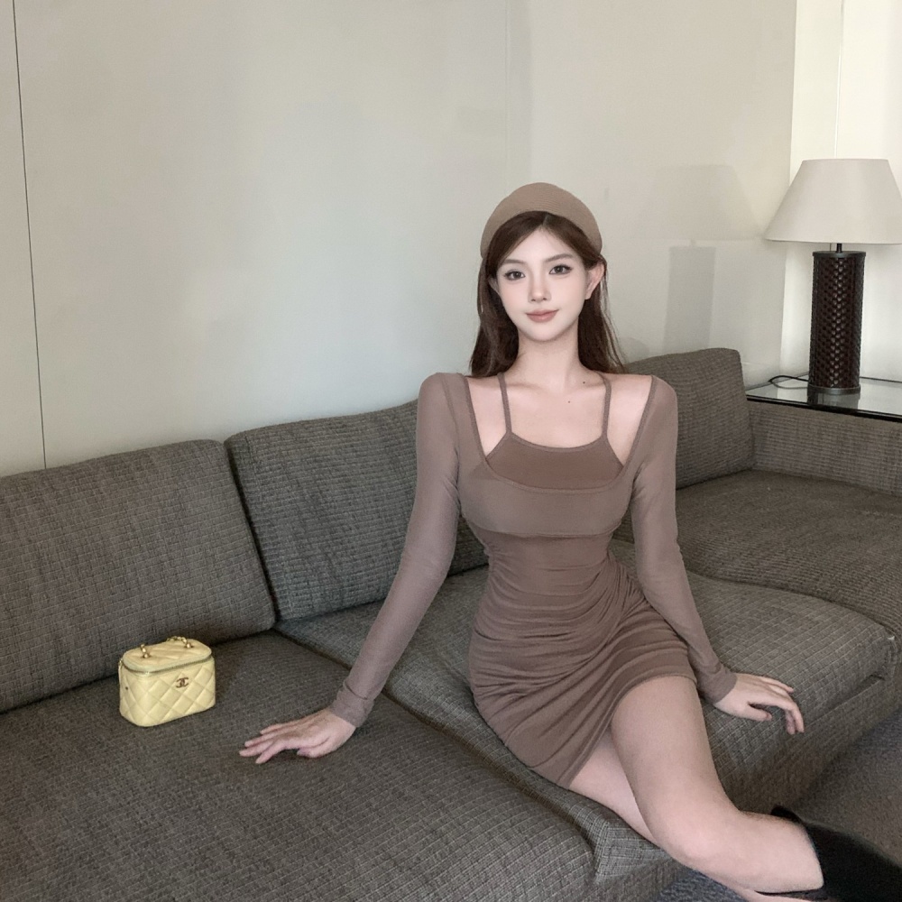 Tight Casual elasticity enticement sexy long sleeve dress