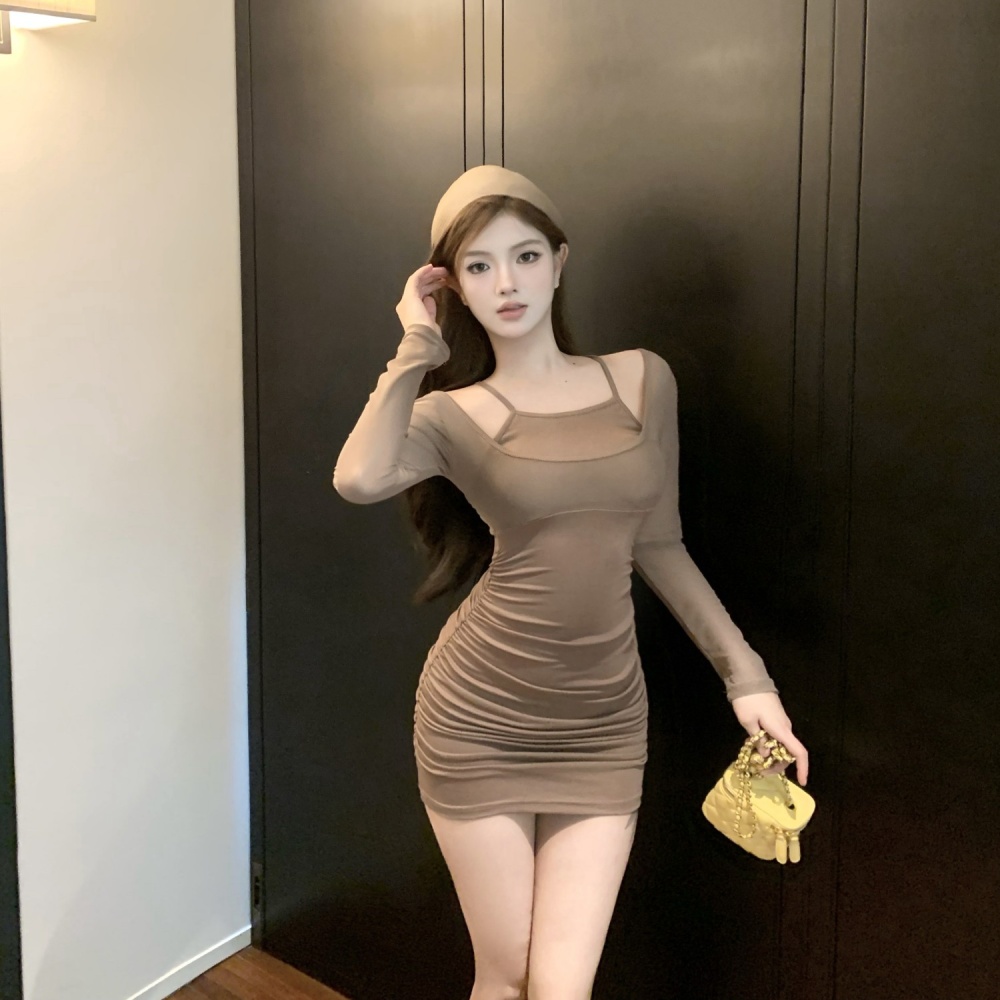 Tight Casual elasticity enticement sexy long sleeve dress