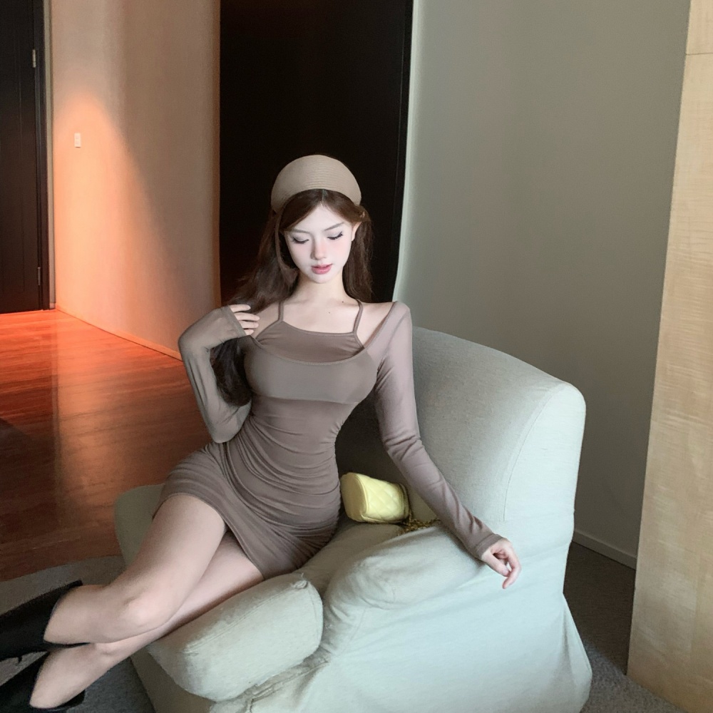 Tight Casual elasticity enticement sexy long sleeve dress