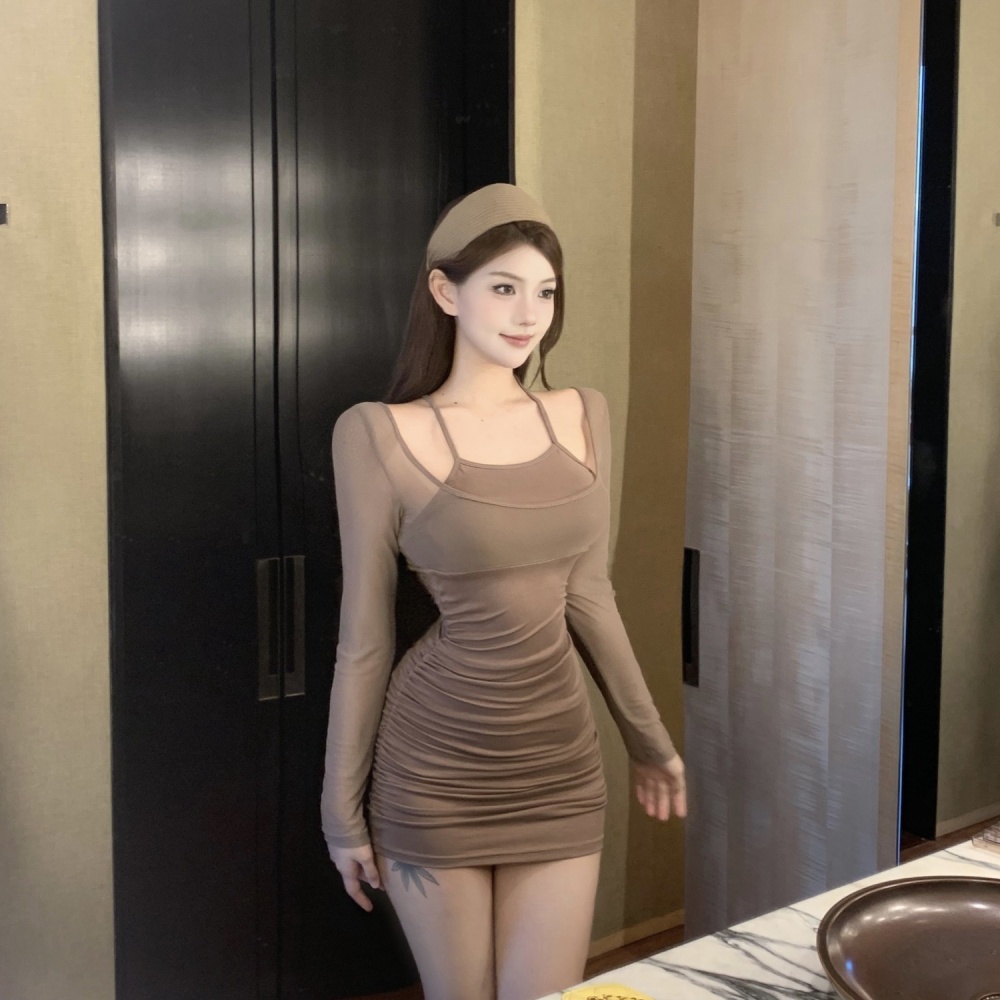 Tight Casual elasticity enticement sexy long sleeve dress