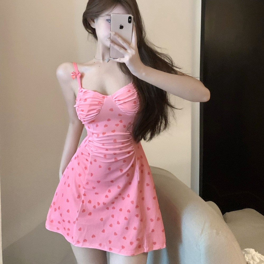 Sling enticement velvet pink spicegirl sexy dress for women