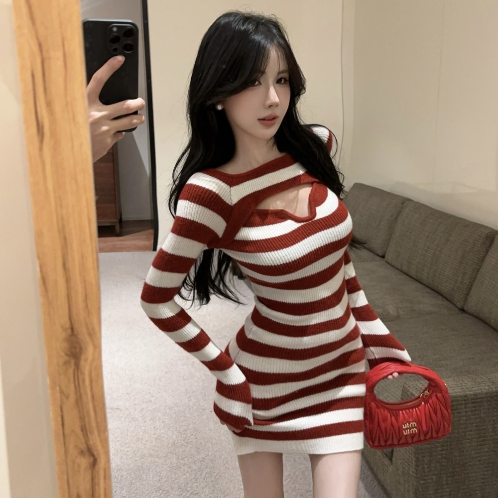 Spicegirl horizontal collar dress sexy sweater for women