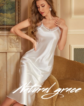 Sexy split homewear pajamas sling thin night dress