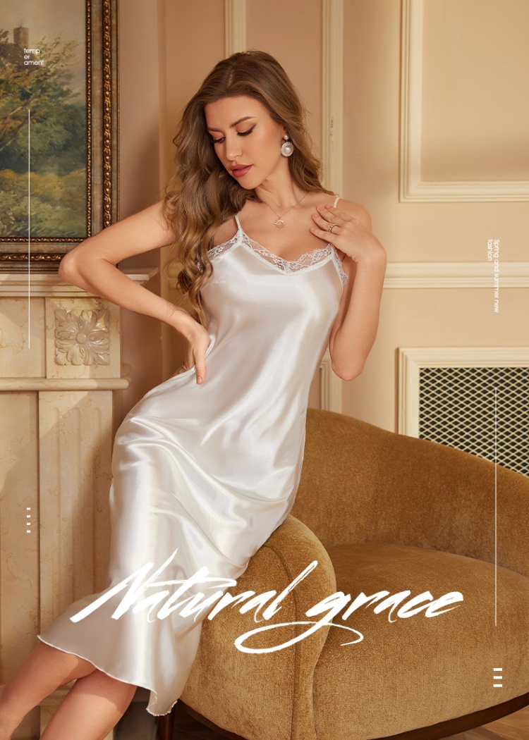 Sexy split homewear pajamas sling thin night dress