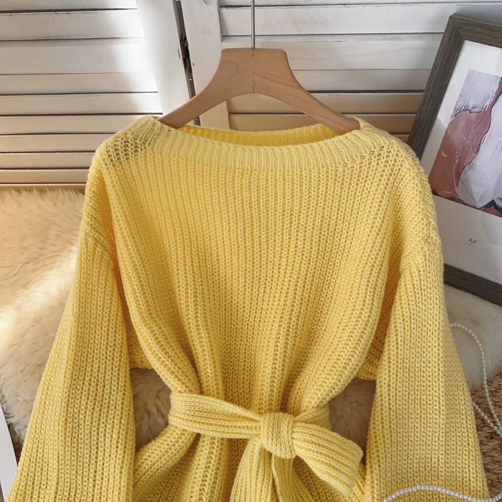 Bandage sweater autumn and winter tops for women