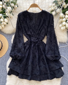 V-neck light luxury dress embroidery T-back for women