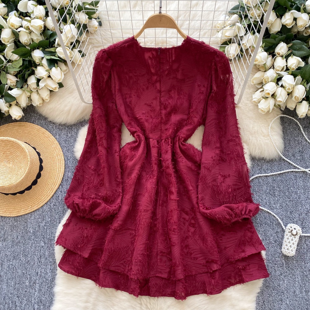 V-neck light luxury dress embroidery T-back for women