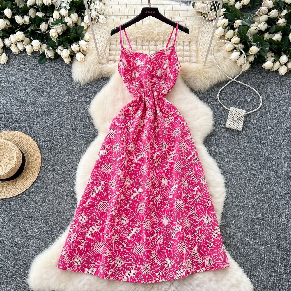 Hollow elegant dress sling long dress for women