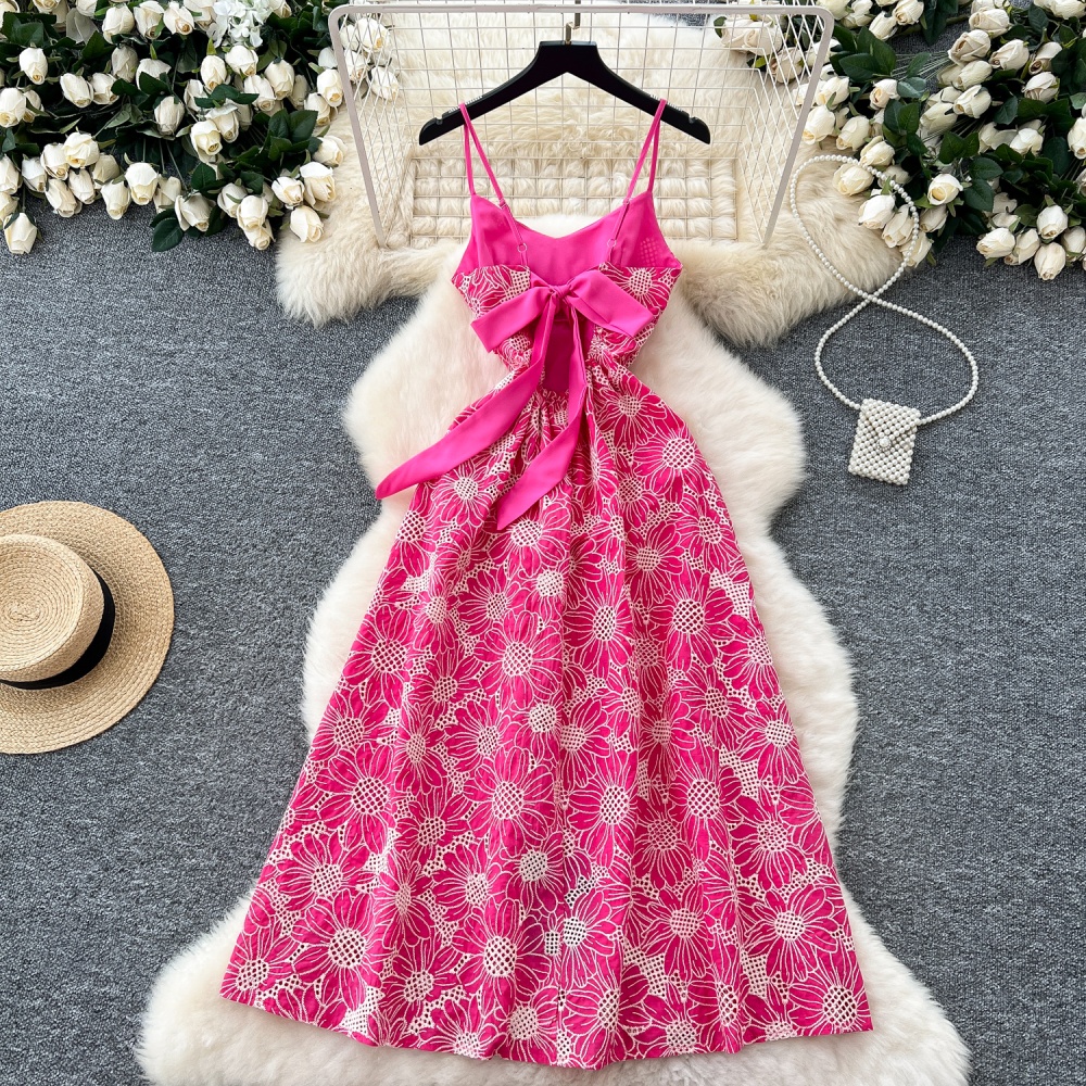 Hollow elegant dress sling long dress for women