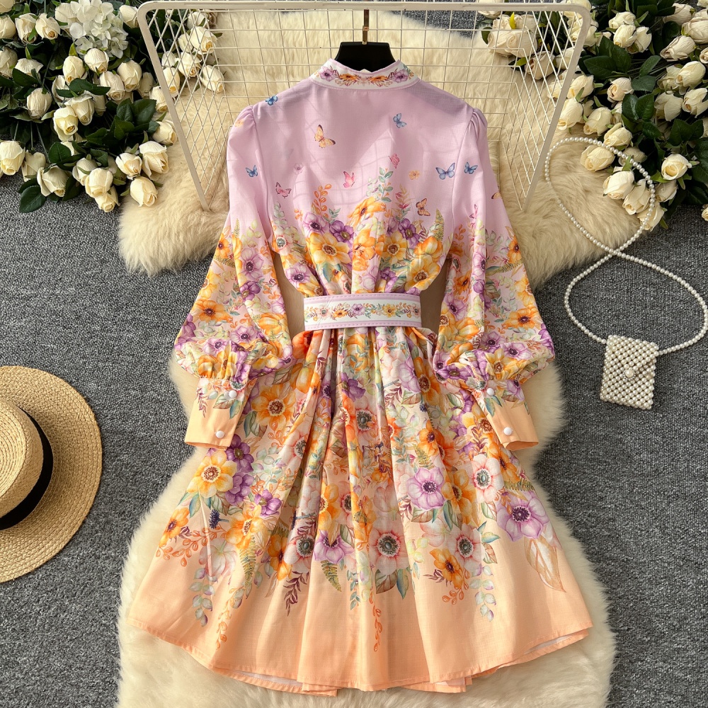 European style elegant formal dress cstand collar dress for women