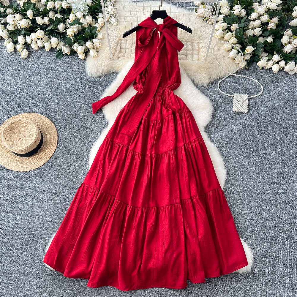 Bandage halter long dress big skirt dress for women