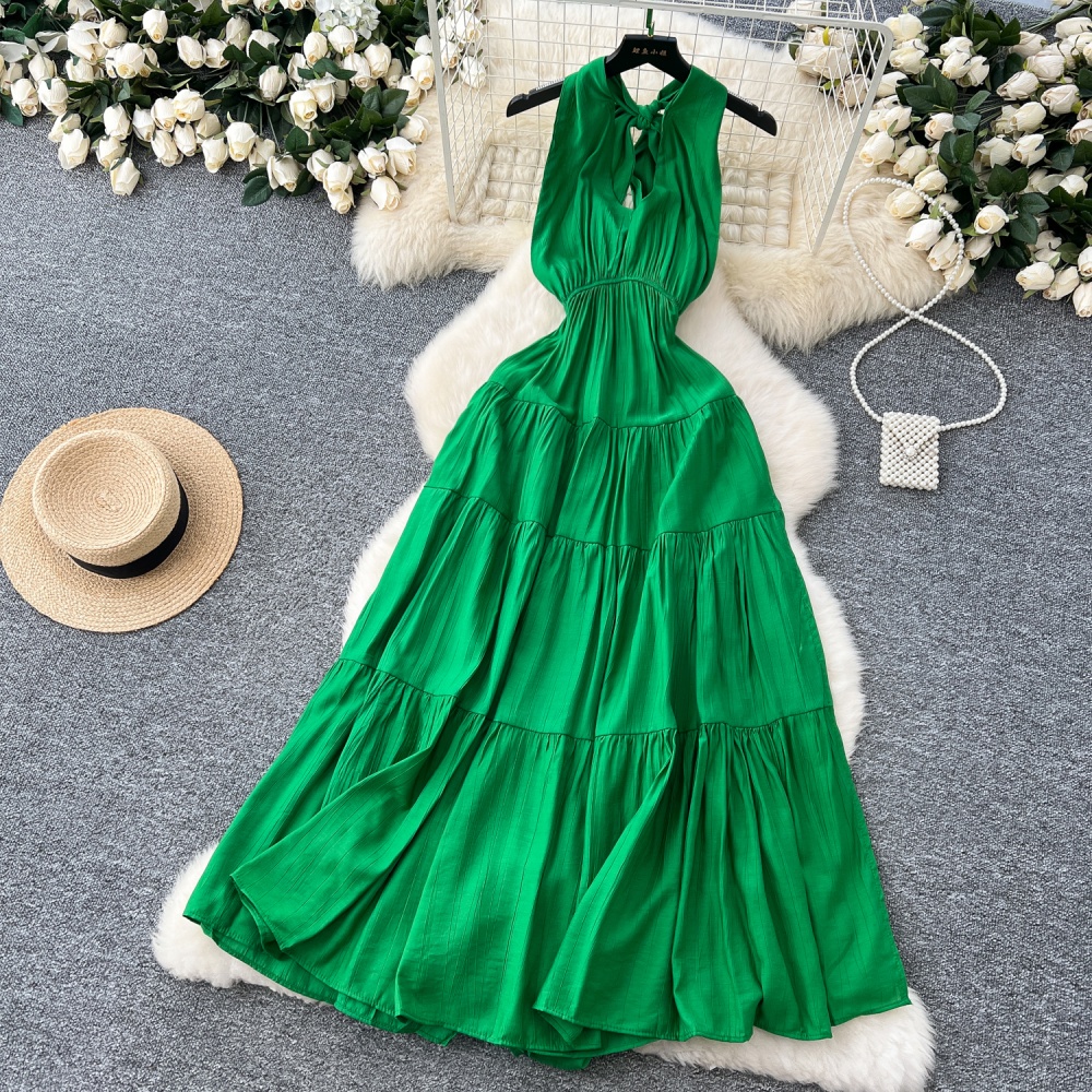 Bandage halter long dress big skirt dress for women