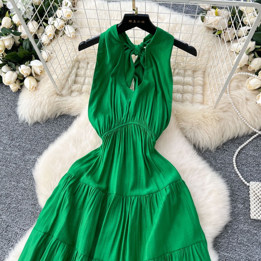 Bandage halter long dress big skirt dress for women