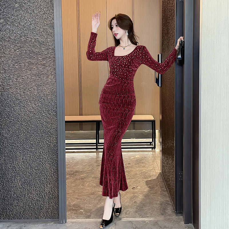 Package hip autumn long dress tight liangsi dress