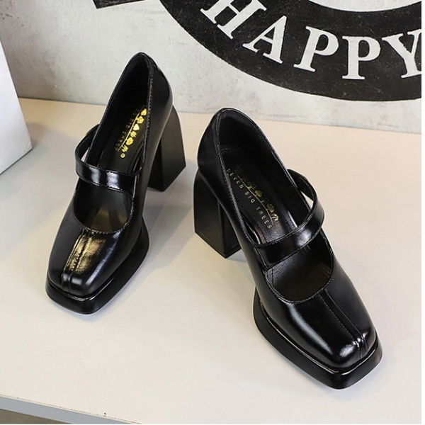 Hasp high-heeled thick platform metal European style retro shoes