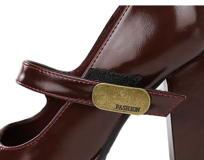 Hasp high-heeled thick platform metal European style retro shoes